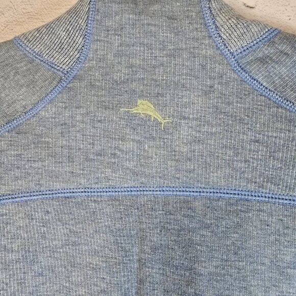 TOMMY BAHAMA 1/4 ZIP PULLOVER MENS LIGHT BLUE REVERSIBLE SIZE XXL EUC - Picture 3 of 5